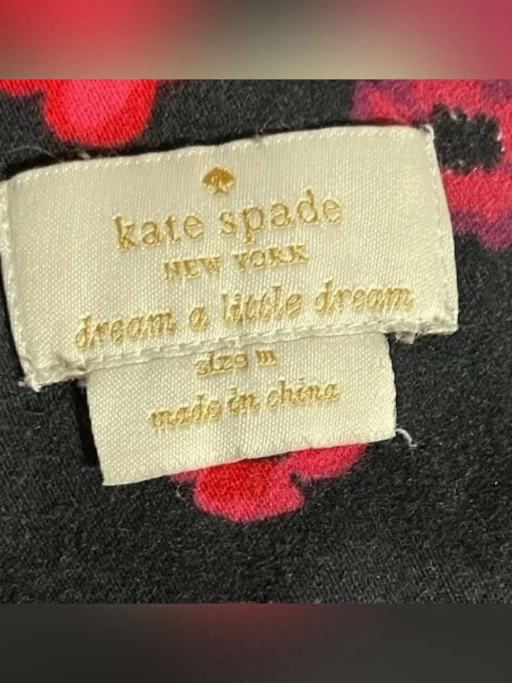Kate Spade Women's Button Front Poppy Floral Sleep Shirt Black Red Size Medium